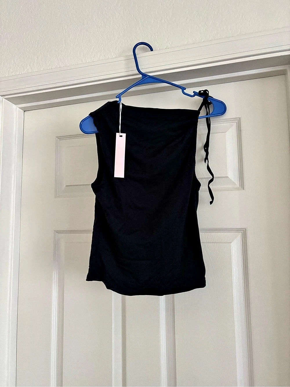 QINSEN Ruched tank top in Black Size XS NWT